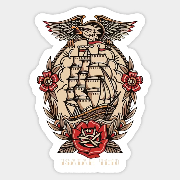 Ship Eagle American Traditional Tattoo Flash Sticker by thecamphillips